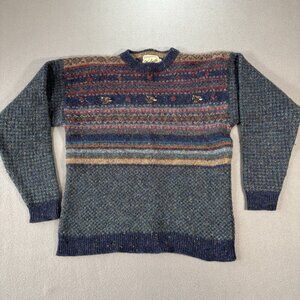 VTG Woolrich Crewneck Sweater Mens M Abstract Pattern Duck Wool Outdoor Knit 80s
